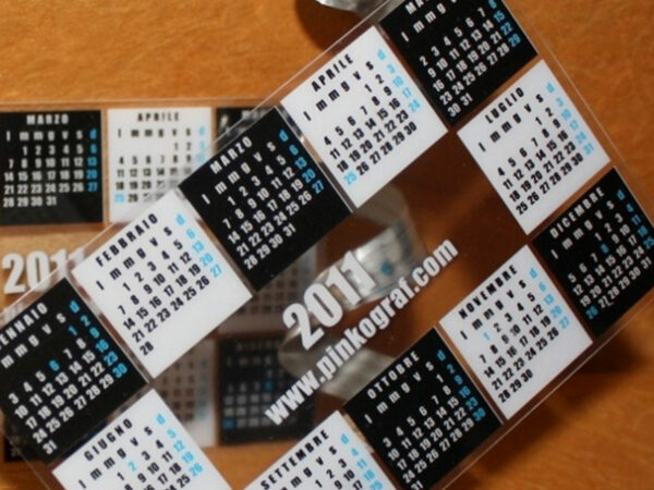 calendario tascabile in pvc trasparente